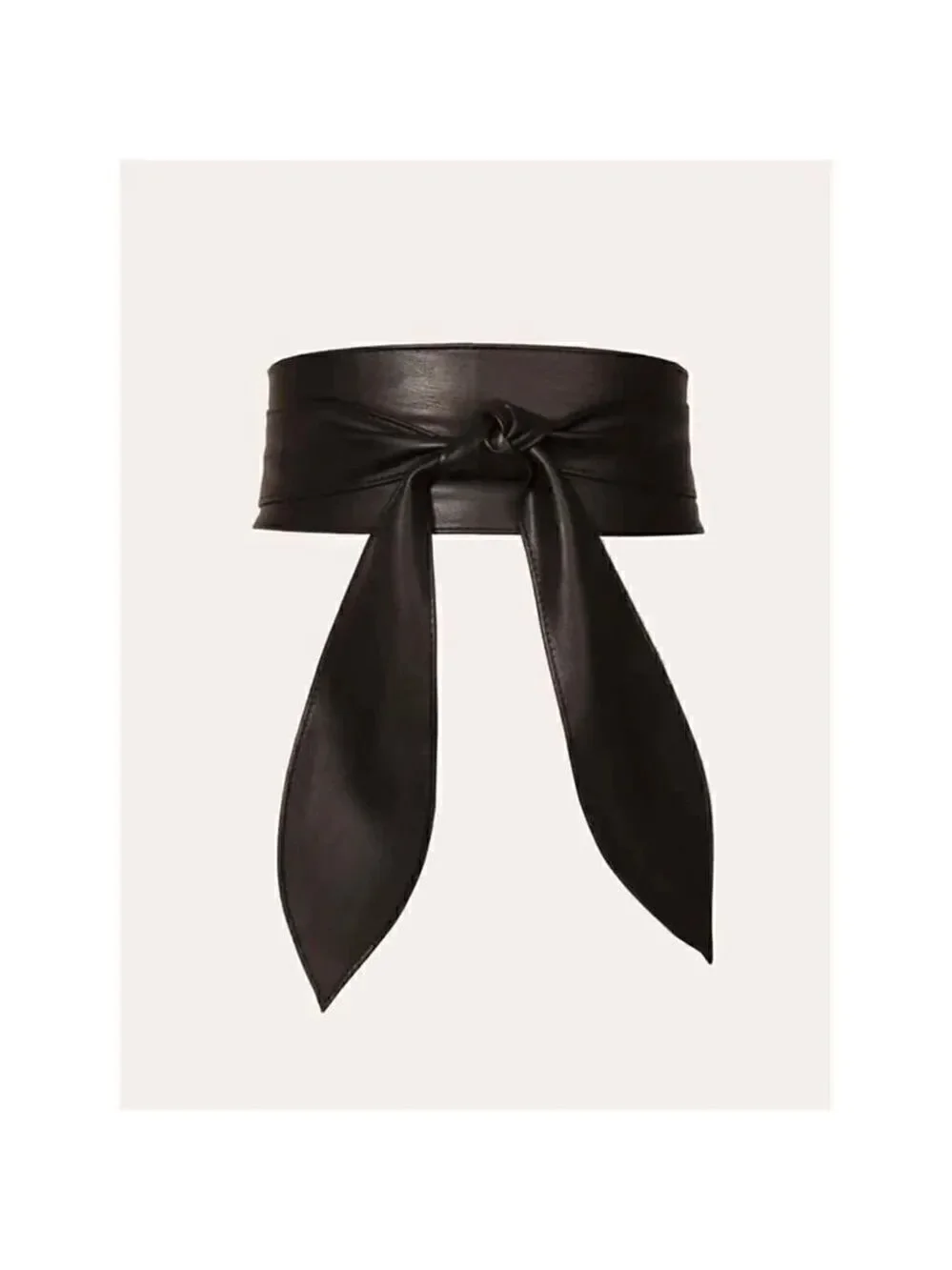 Black Vegan Leather Wide Obi Belt